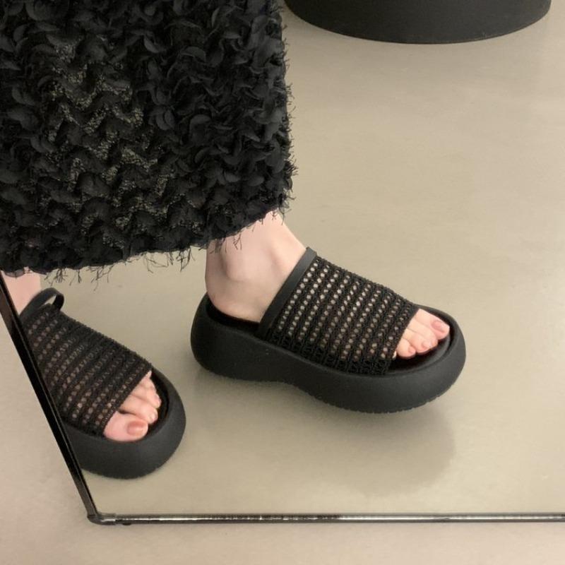 Fashion 2025 New Fashion Platform Women Slippers Shoes Footwear Thick Soled Ladies Wedges Heeled Slippers Shoes Female Slides Sandals