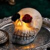 Halloween Umgebungslicht Gotische Schädel Rose Figur, Tag der Toten Harz Party Dekoration Statue, Gruselige Skelettkopf Lampe für Schreibtisch