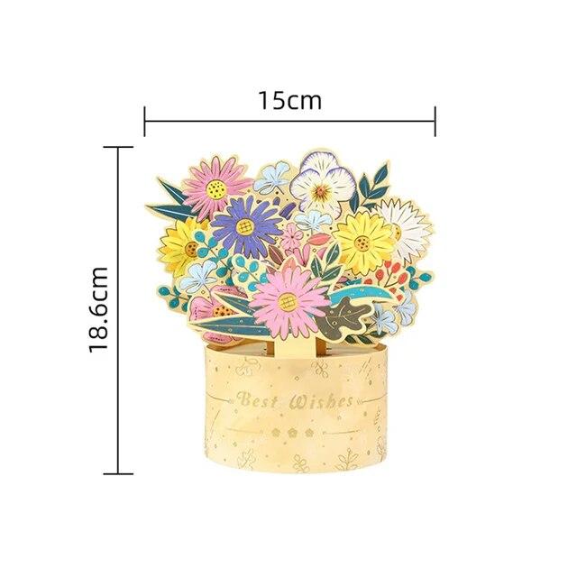 Creative 3D Pop-Up Bouquet Card G Craft Blahopřání Dárek ke Dni matek Valentýna Narozeniny Výročí Papír Holding