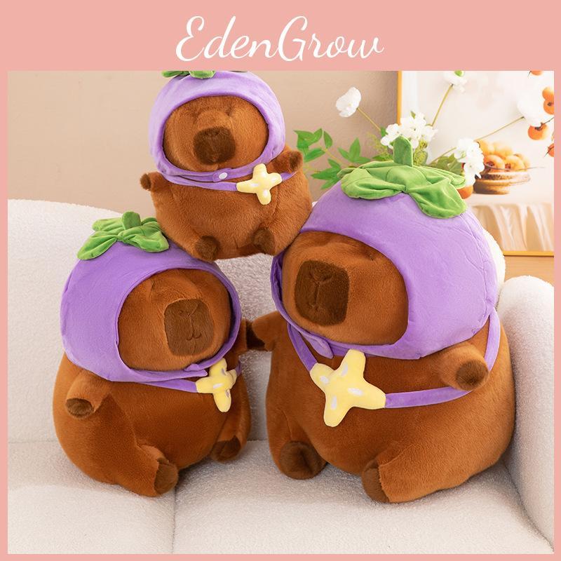 Hat Capybara Eggplant Plush Toy Stuffed Doll Cartoon Home Decoration Kids Gift
