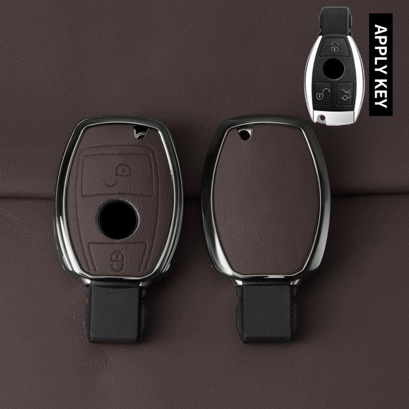 

Metal Leather Car Key Case Cover For Mercedes Benz A B C E Class Gls Gla Glk Glc Cls Cla Amg W204 W205 W212 W463 W176 Keychain