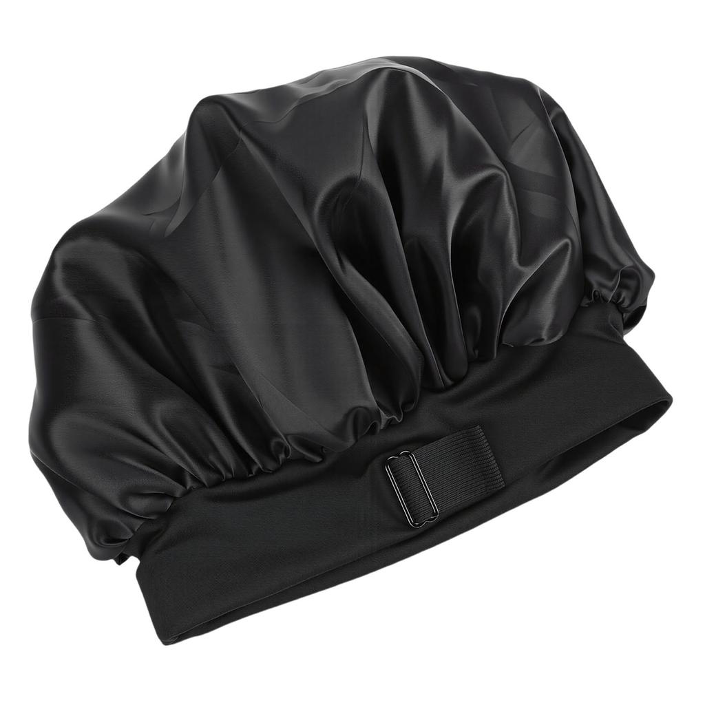 Sleep Bonnet Adjustable Head Wrap Anti Slip Double Layer Hair Bonnet for Long Curly Braided Hair Black with Black Lining