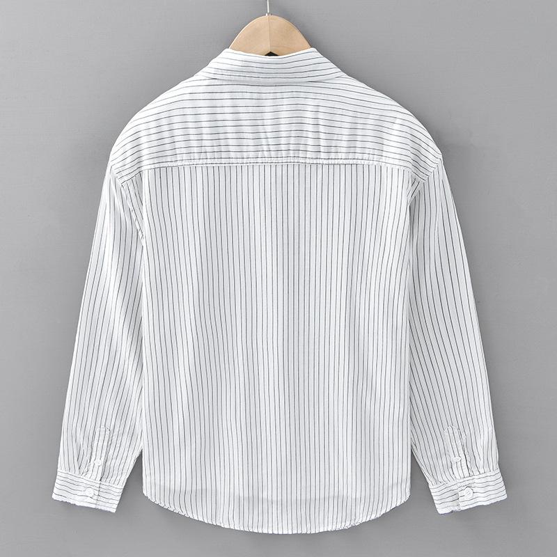 Spring Pure Cotton Striped Shirt Men's Handsome Loose Long-sleeved Shirt Literary and Versatile Casual Top