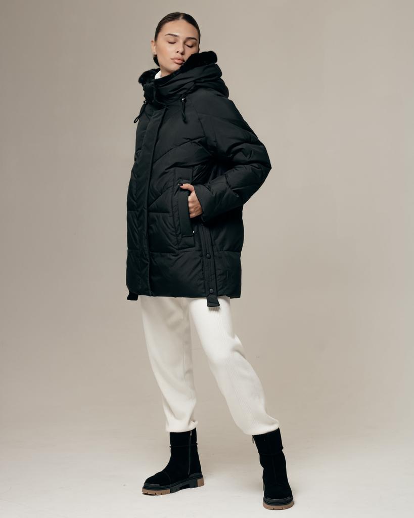 Jakke med hette med pels Baiytbliy 73353 46 svart