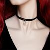 Personality Retro Double Layer Black Velvet Crescent Moon Spectrolite Pendant Necklace for Women Y2K Jewelry Accessories Gifts
