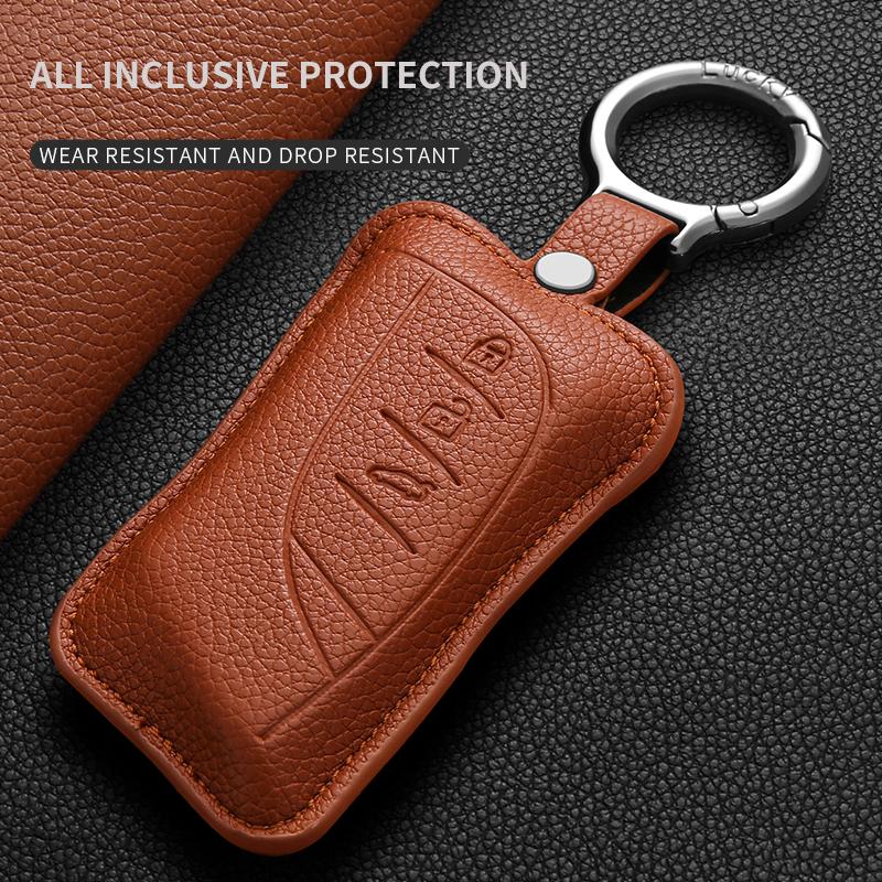 Genuine Leather Auto Smart Key Fob Cover Fit For Lexus Es300H Rx300H Ls500H Lx700H Gx550H Nx350H Rz450E Nx Phev Rx Phev Anti-Scratch Auto
