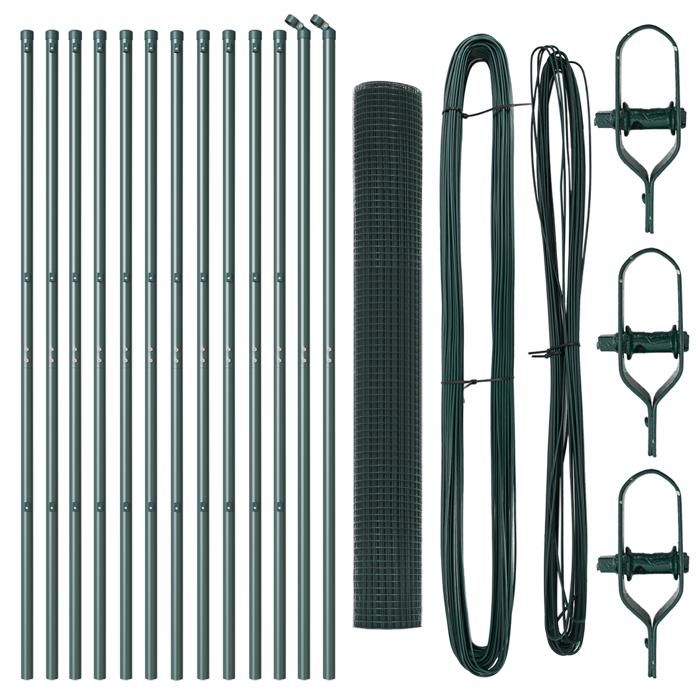 VidaXL Clôture en fil soudé avec 13 poteaux verts 1.4x25 m en acier 3351735