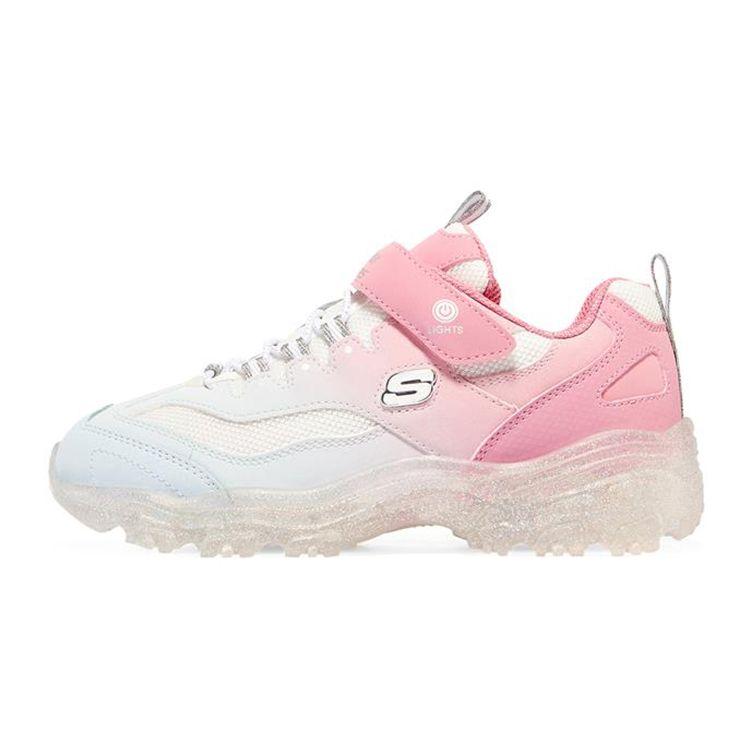 Skechers Round Toe Lace-Up Mid-Top Kids Casual Shoes Kids sneaker Light-Blue Pink 302557L-LBPK 35