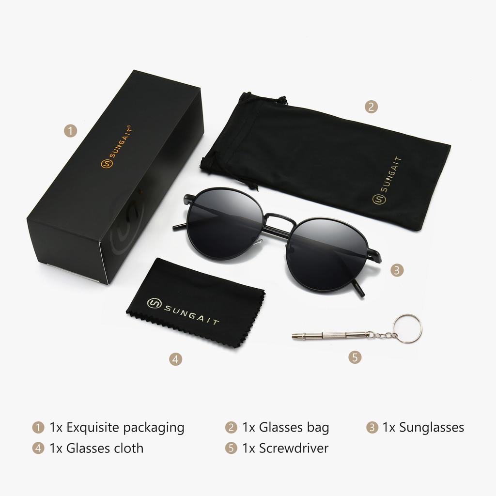 [SUNGAIT] Sunglasses for Men and Women, Round Shape, Polarized, for Fishing, Driving, SGT059-HH JP