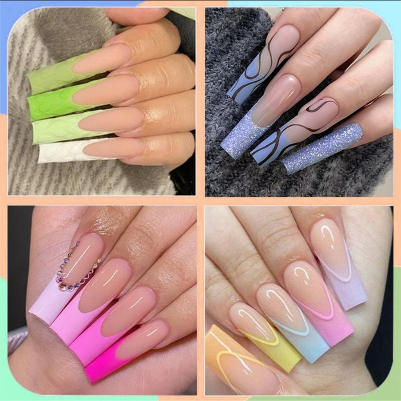 Extras Long Nail Tip,Half Cover C Curves Fake Nail Tips,Square/Almond Press On Nail Full Cover False Nail for Nail Salon