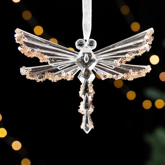 Christmas Acrylic Hanging Ornament Glitter Clear Reindeer Butterfly Pumpkin Carriage Snowflake Dragonfly Ballet Girl Xmas Tree Hanging Ornament