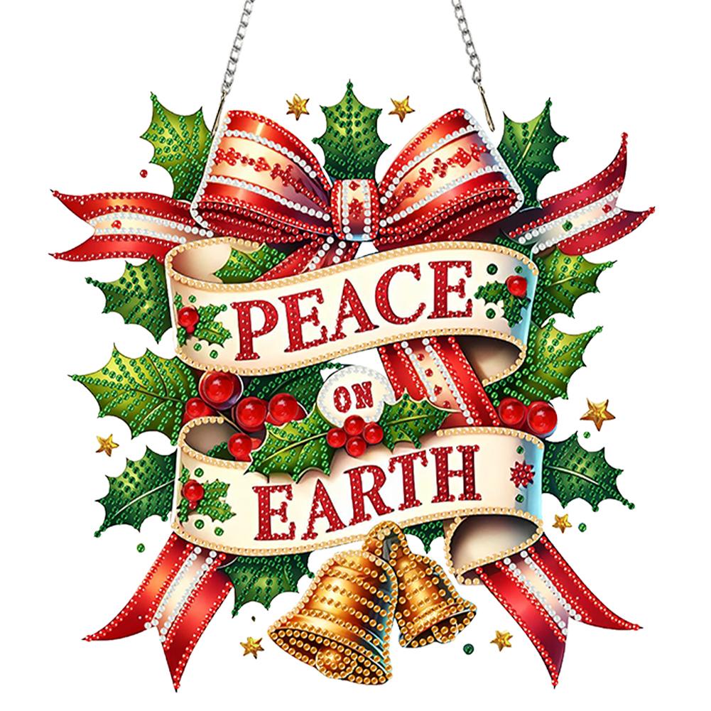 

Christmas Theme 2D/Flat DIY Hanging Diamond Art Kits Diamond Painting Set Diamond Art Pendant Wall Decor for Home & Windows