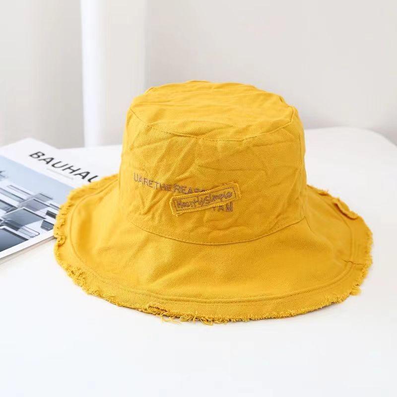 Pălărie de pescar din pânză Versiune coreeană Pălărie cu parasolar Pălării cu boruri mari spălate