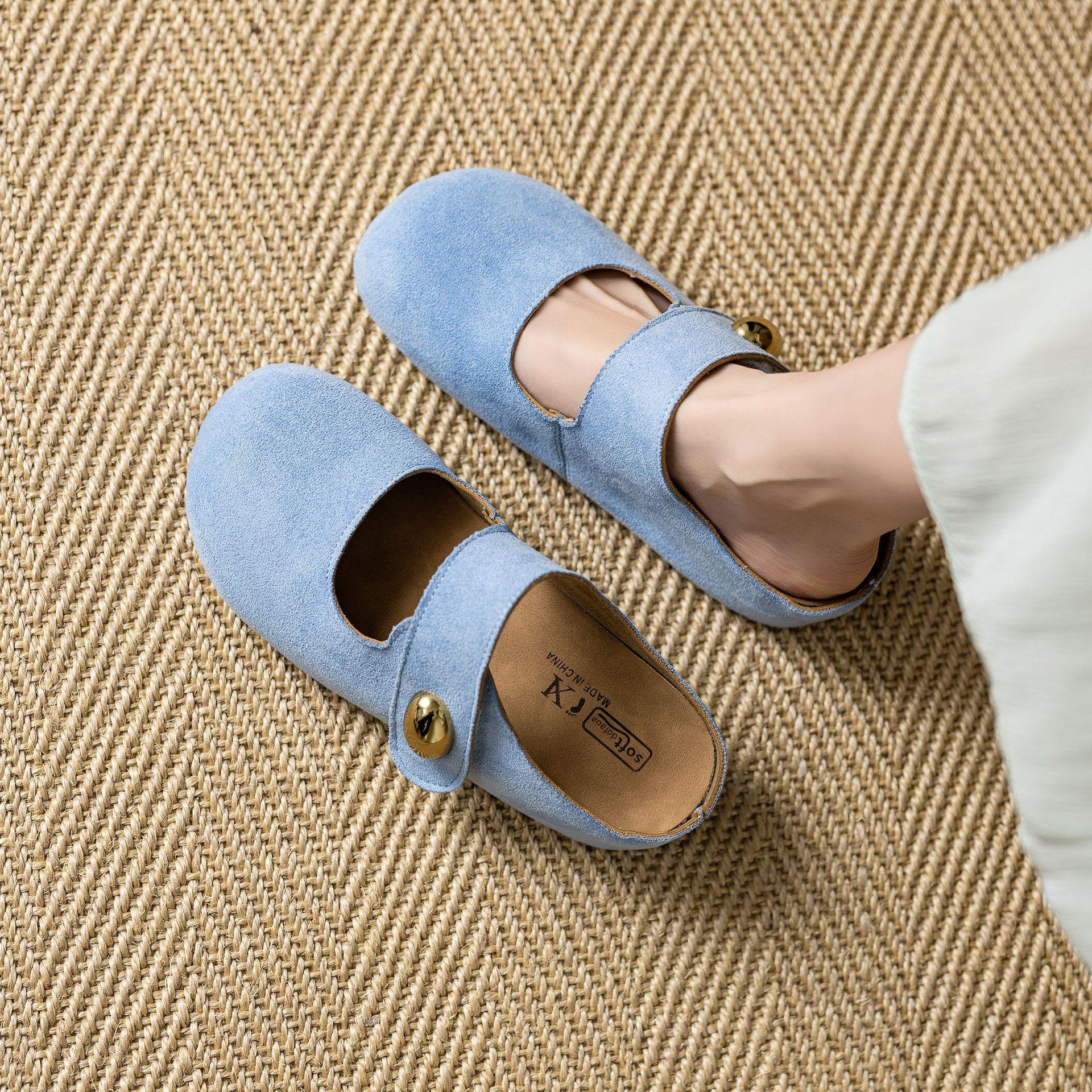 

Нишевые ретро баотоу носящие полушлепанцы женские 2025 весна и лето темперамент с юбками Мэри Джейн 40 синий