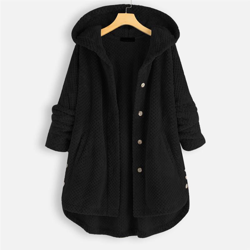 Cappotti con Cappuccio da Donna Taglie Forti Manica Lunga Monopetto Lunghezza Midi Cappotto Largo Casual Elegante Giubbotti Spessi Felpe Lady Ufficio