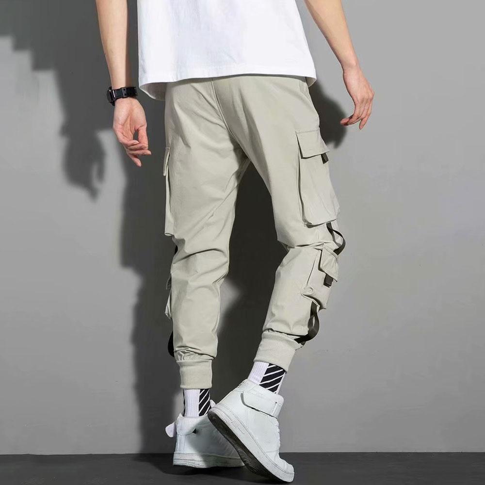FiveFive Streetwear Черные мужские шаровары для бега Брюки Мужские брюки-карго Хип-хоп Повседневные карманы Спортивные штаны Мужские модные брюки размера плюс S