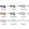 New Fashion Rimless Square Sunglasses Cut Edge UV400 Leopard Decorative Shades Gradient Lens Sun Glasses for Women & Men