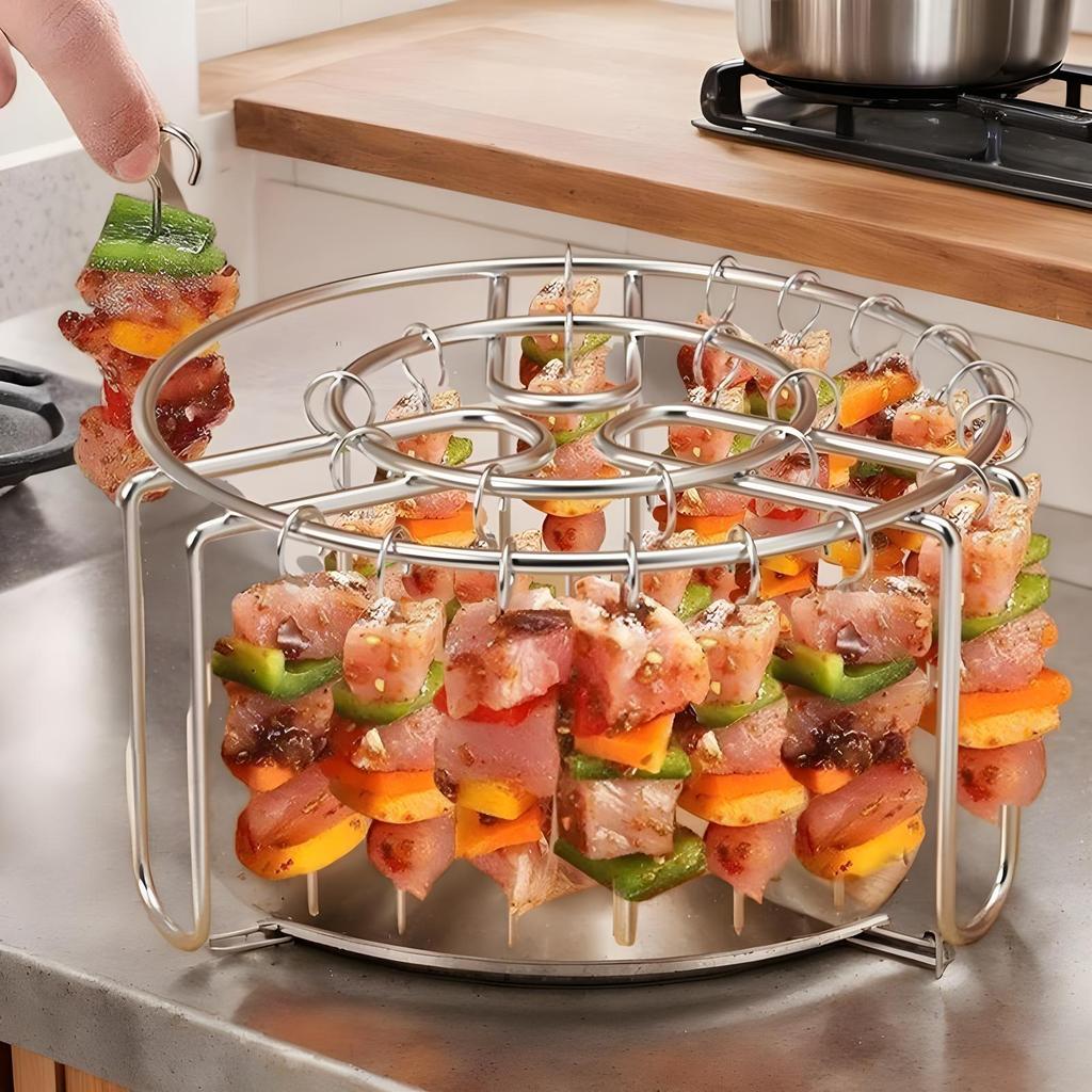 Non-Stick Reusable Oven Rack Air Fryer Skewer Stand Vertical Heat-Resistant Stainless Skewer Rust-Proof Vertical Air Fryer Grill