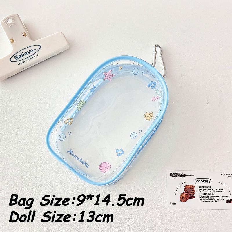 Original Colorful PVC Doll Storage Bags for Girls Cute Cartoon Zipper Bag Plush Toys Organization with Keychain Wholesales 2025