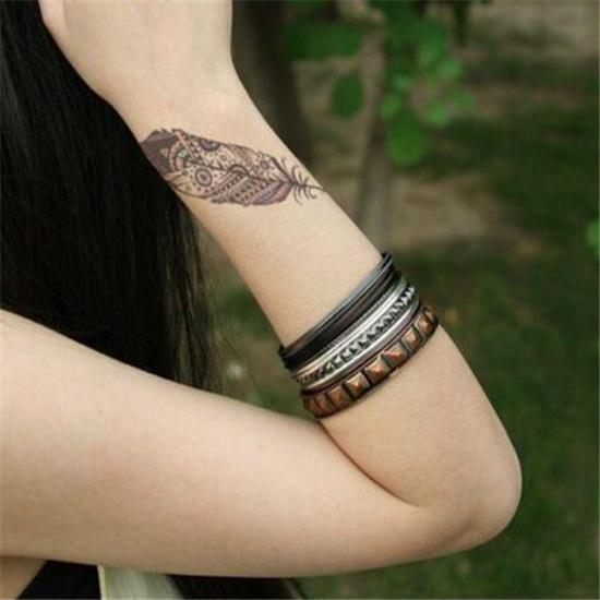 2 szt. Wodoodporna tymczasowa naklejka tatuaż wilk sowa ptak z piór łapacz snów Tatto naklejki