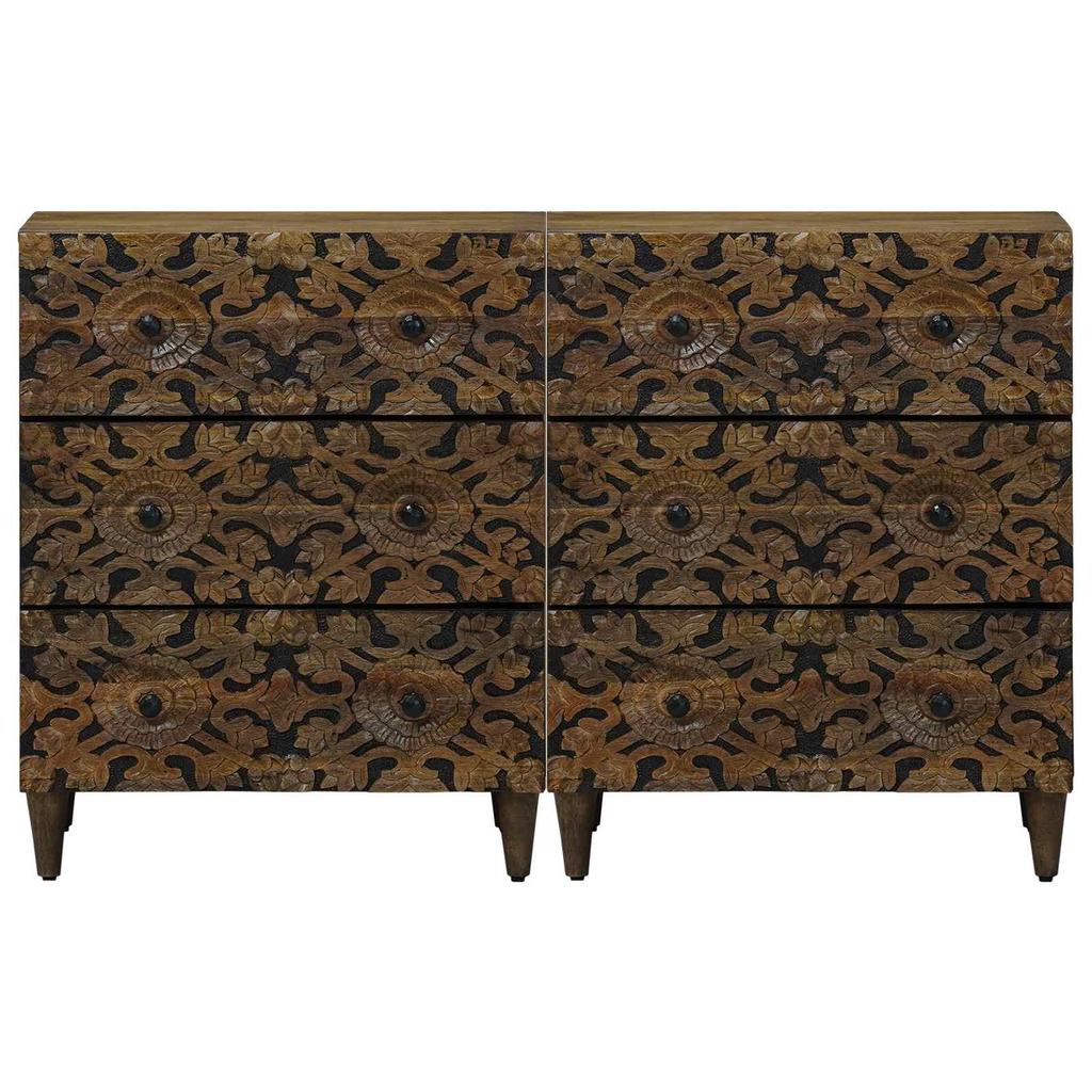 Sideboard 2 Pieces Brown 60 x 33.5 x 75 cm Solid Mango Wood
