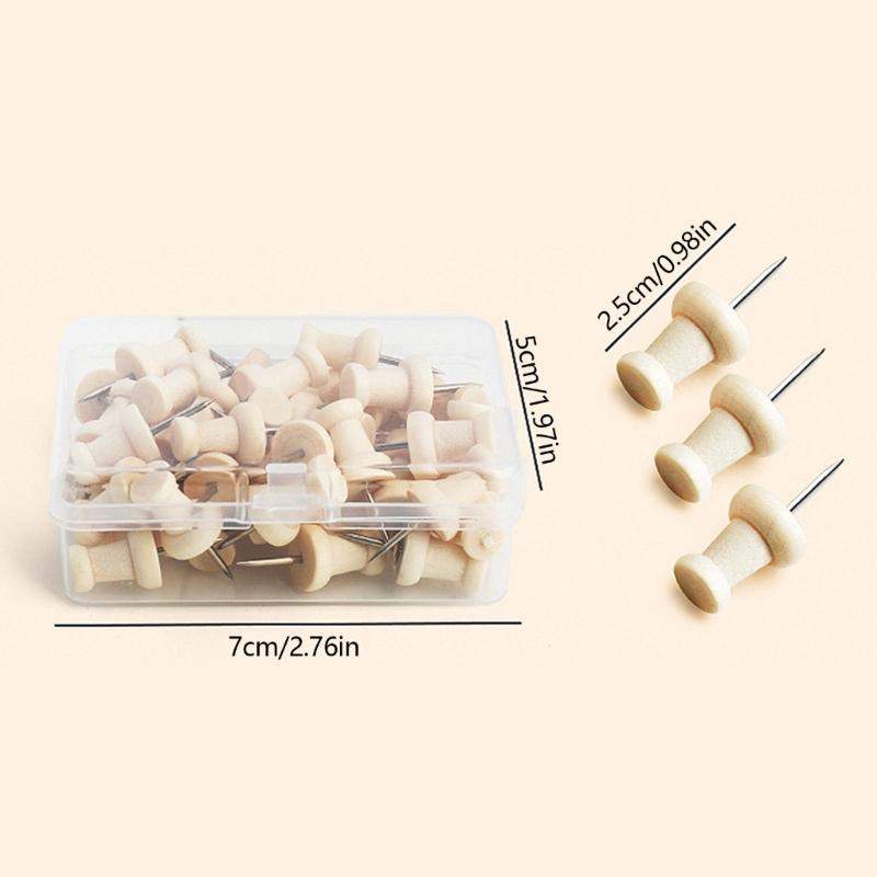 Map Thumb Tacks Map Pins Wood Plastic Materials Wooden Head Colorful with Metal Points Suitable for Craft Projects