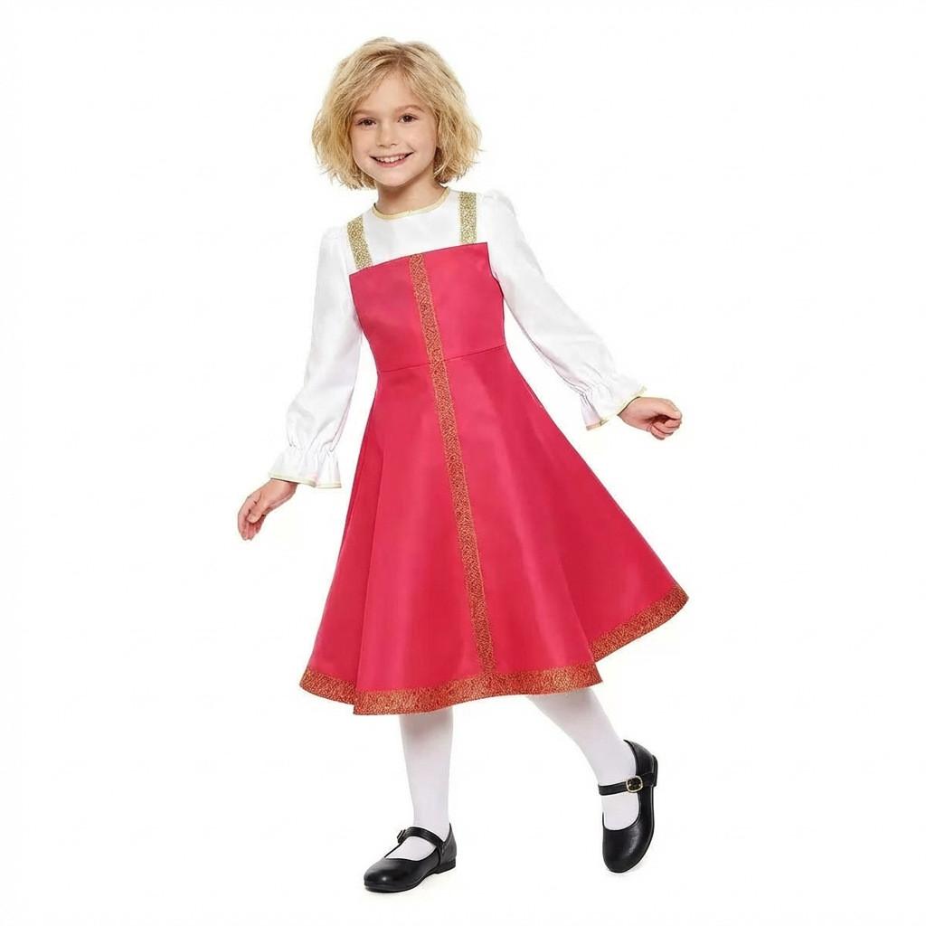 European Folk Dress Costume For Girls With Uniform Fabric For Stage Performance