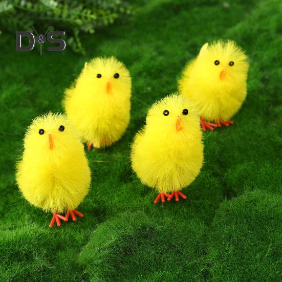 36 Pcs Easter Fur Chicks Mini Simulation Plush Chicks Small Colorful Fluffy Chicken Easter Basket Stuffer for Spring Home Garden Decor
