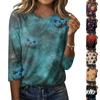 Women's Casual Halloween Print Round Neck Three Quarter Sleeve T Shirt Top Lightweight Comfortable Fit for Everyday Wear