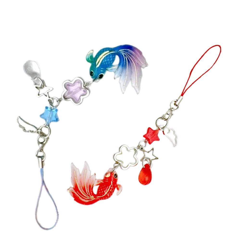 Fish Star Beaded Phone Charm Unique Designs Adds Touch Resin Texture Handmade Bag Pendant Suitable for Various Occasion