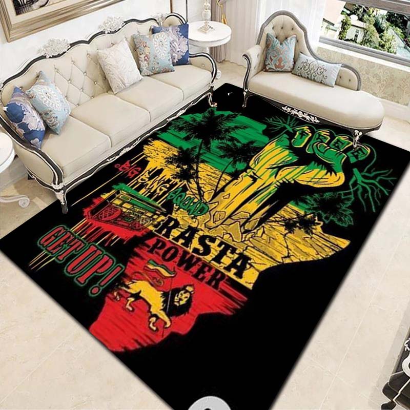 Bob Marley Culture Print Flannel Area Rug Non‑Slip Floor Mat For Couch Bedroom Game Room Living Room Home Holiday Decor Gift