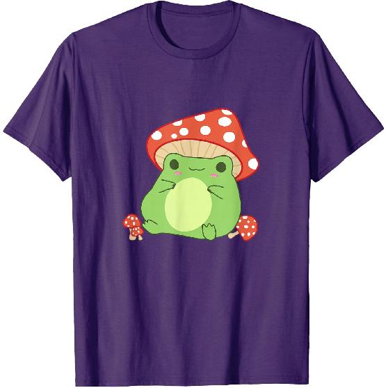 Cottagecore Frog Aesthetic Cute Frog with Mushroom Hat T-Shirt Small