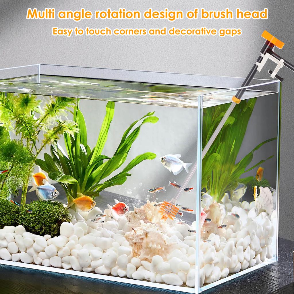 Siphon Fish Tank Cleaner Hand Aquarium Vacuum Gravel Cleaner Efficient Siphon Pump Water Change Reusable Fish Tank Accessories