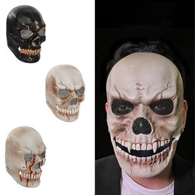 Adjustable Moving Mouth Skull Mask Realistic Scary Skull Headgear  Masquerade Party