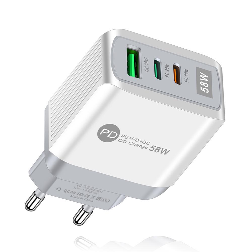 

58W Dual Fast Charger with 2PD & QC3.0 - Compatible with EU, US, UK, KR, AU Plugs