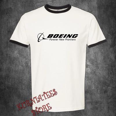Boeing Aerospazio Aviazione Aeroplano Uomo Ringer Nero Taglia S-3XL