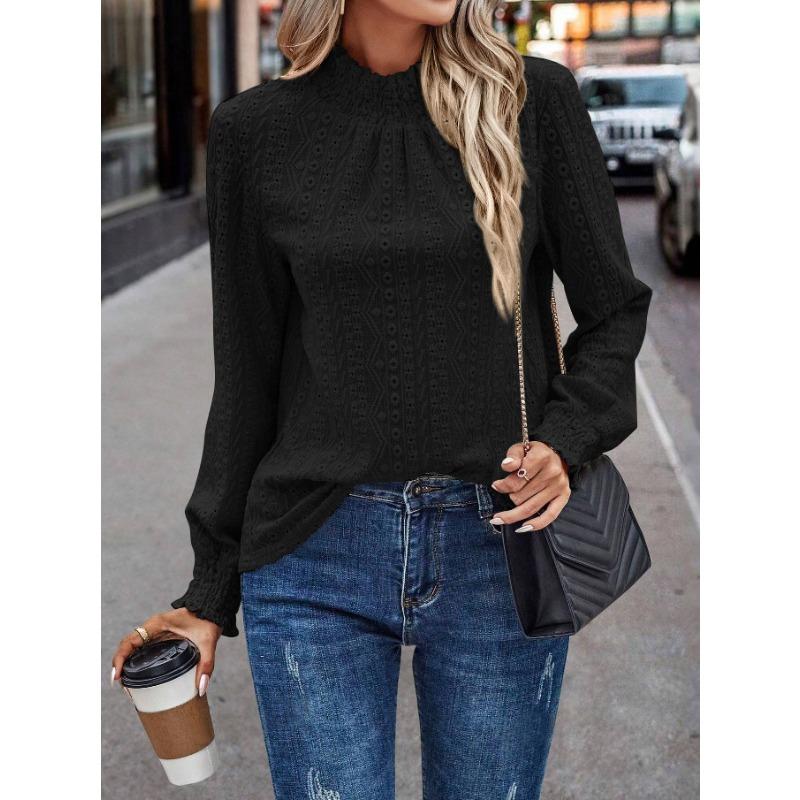 BITCED Bluse e Camicie Casual da Donna alla Moda con Scollo a O e Maniche Lunghe