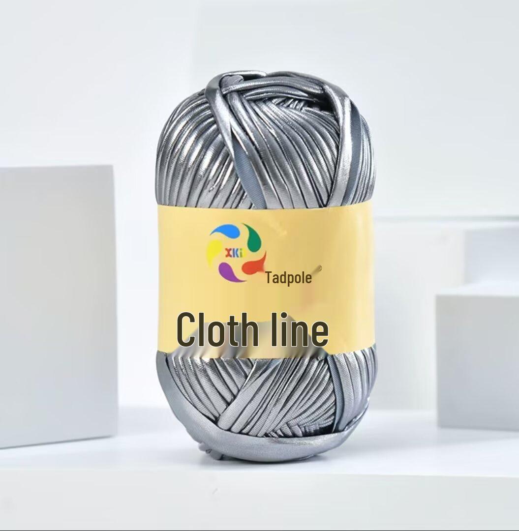 

Металлизированная блестящая пряжа из ткани «головастик» для вязания сумок и шляп своими руками темно-серого