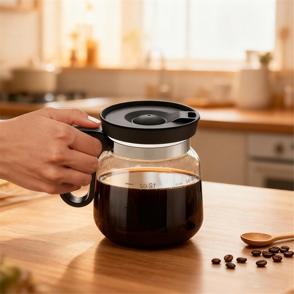 16 Oz Coffee Pot Mug with A Straw-Type Travel Lid Clear Glass Coffee Mugs Travel Coffee Cup for Restaurant Office Cafe Hotel