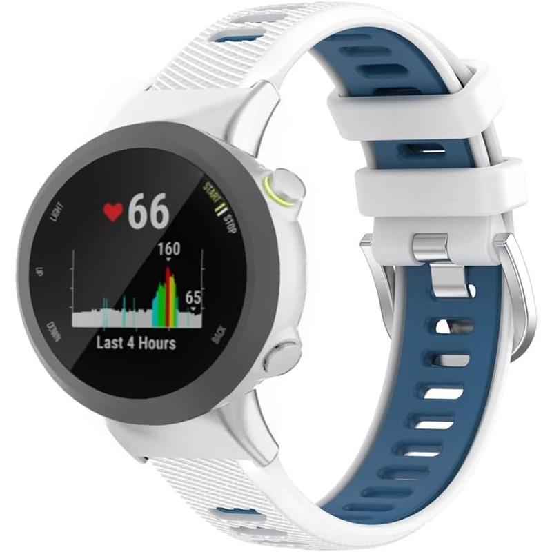 Silicone Strap for Garmin Swim 2 Watch Band for Garmin Forerunner 45 45s Replace Band Bracelet Two Tone Belt, Metal Connectors