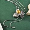 Autumn And Winter Temperament Pull-Out Two-Color Flower Sweater Chain Personalized Rose Long Necklace Women'S Accessories Batch