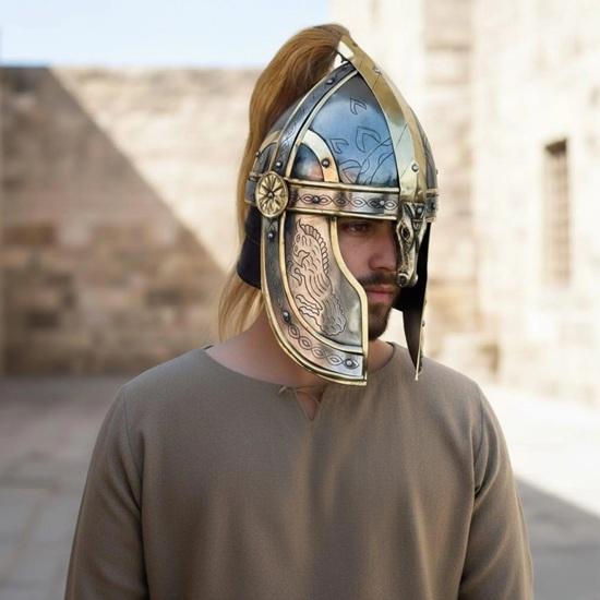 Eomer Başbuğ Kask LOTR Yüzüklerin Efendisi Kask Süvari, Rohan Kaskı LARP, Şövalye Kaskı Çelik Fantezi Cosplay Zırh