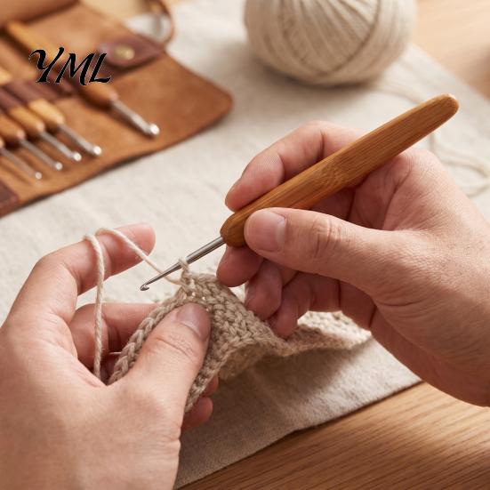 Hand Knitting Supplies 6/11Pcs Bamboo Handle Crochet Hook Set, 0.5-3MM/3.5-6MM Needles, Durable Crafting Needles Ergonomic Wooden Hook, & Handmade