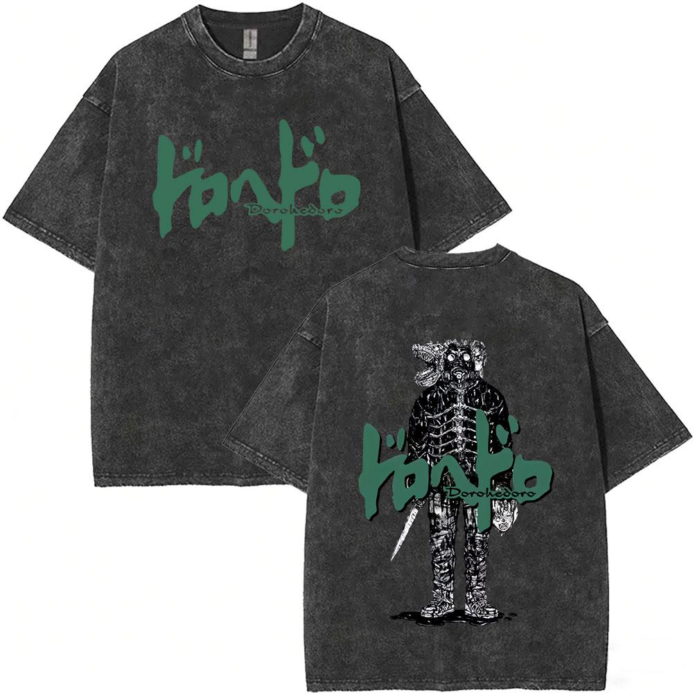 T-shirt Grafiche Vintage Lavate Anime Dorohedoro Kaiman Uomo Donna Gotica Manga Rock T-shirt Maschili T-shirt Oversize Streetwear