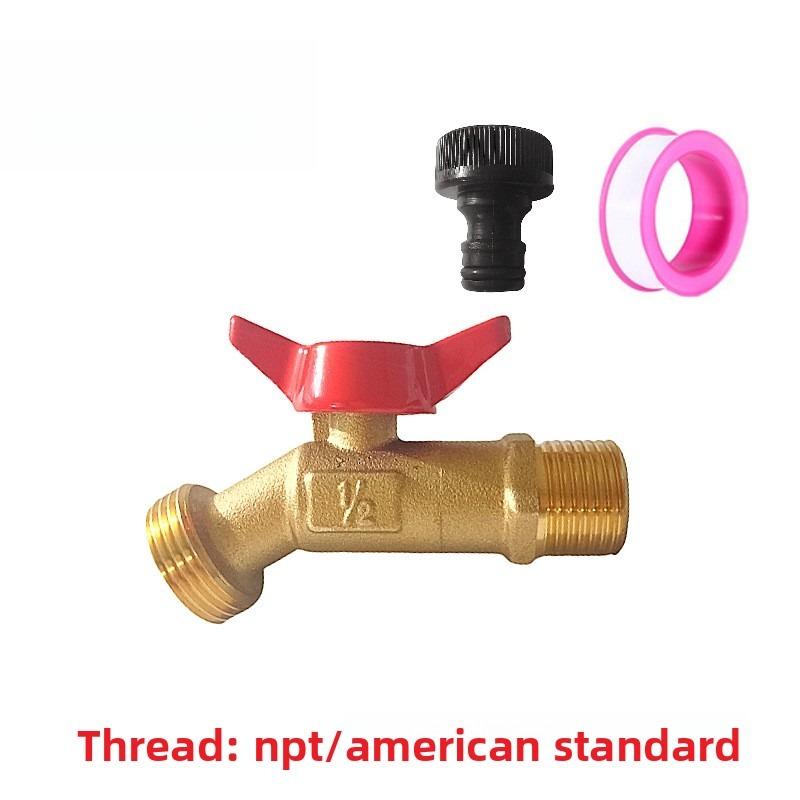 European American Brass Ball Valve Quarter Turn Water Tank Spigot Rain Barrel with Bulkhead Fitting 1/2in 3/4in Male Thread