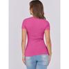 Women European Casual Slim Fit Ribbed Crew Neck Short Sleeve T Shirt