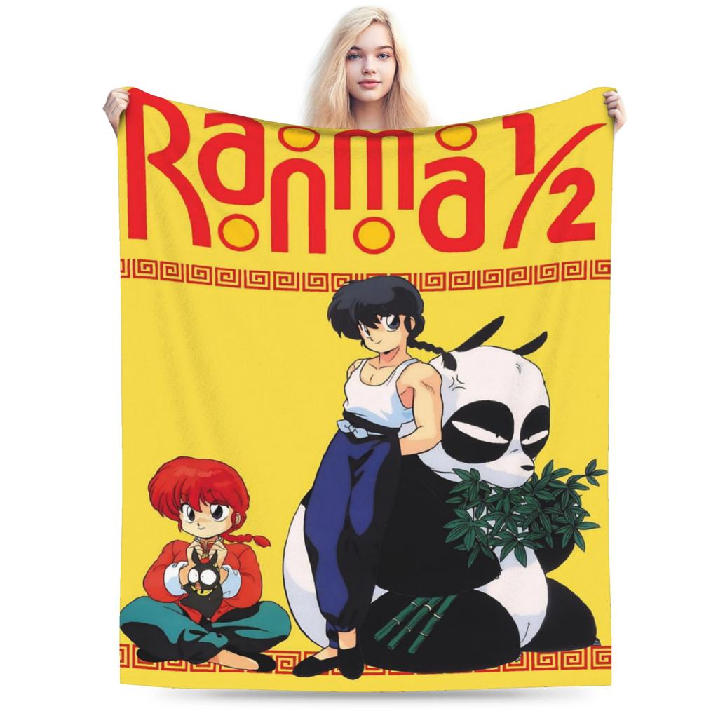 Ranma 1/2 Shampoo Manga Blankets  Wool Funny Warm Throw Blankets for Bedding Lounge  Winter