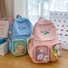Japanese Transparent Pain Bag College Style Large-capacity Backpack Cute Backpack College Student Bar Bag Travel Research Bag
