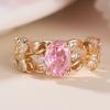 Cute Female White Pink Zircon Stone Ring Vintage Gold Color Wedding Jewelry For Women