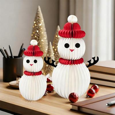 Christmas Snowman Honeycomb Ball Ornaments for Home and Tree Decoration